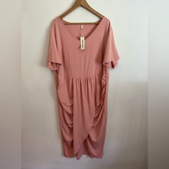 Agnes Orinda Elegant Cocktail Bodycon Maxi Dress Pink Plus 3X - Picture 6 of 16